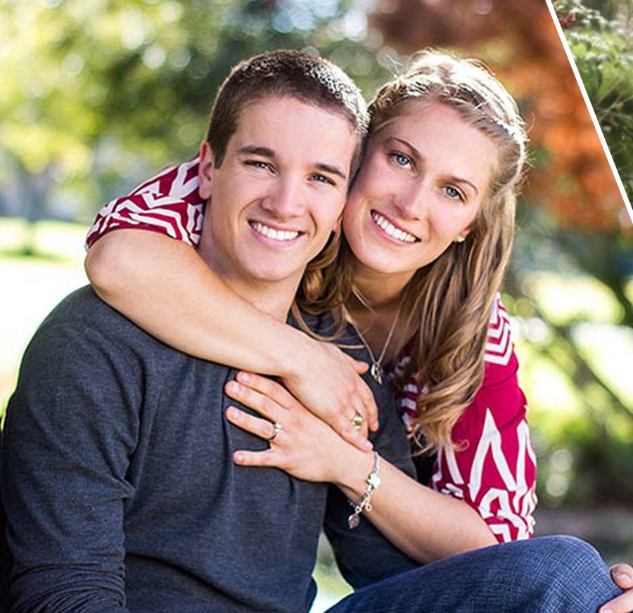 Couple smiling together outdoors